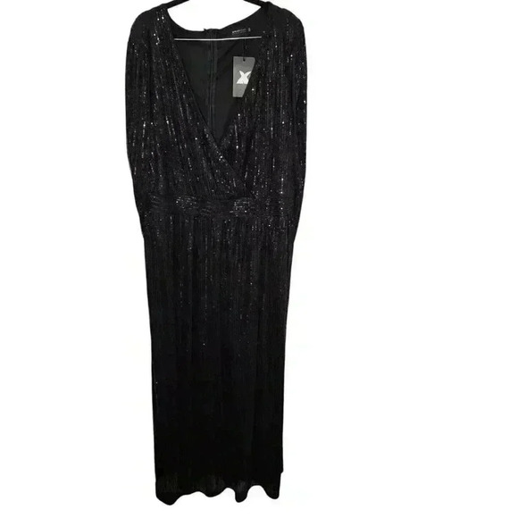 Women's Plus Size Double V-Neck Sequin Sleeveless Evening Dress 3X - Picture 15 of 16